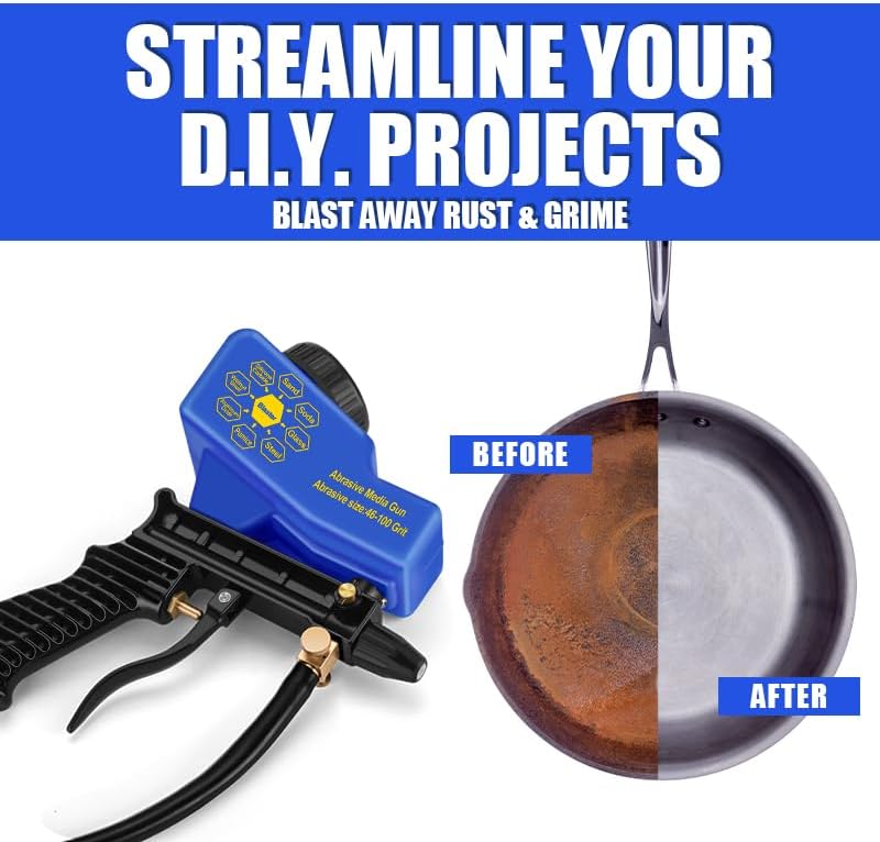 NANPU Light-Duty Air Sandblaster Gun Kit with Siphon & Gravity Feed, Ceramic Nozzle, Metal Body, for Small Project Surface Prep, Paint & Rust Removal, Metal/Wood/Glass Etching, Requires Air Compressor - Image 5